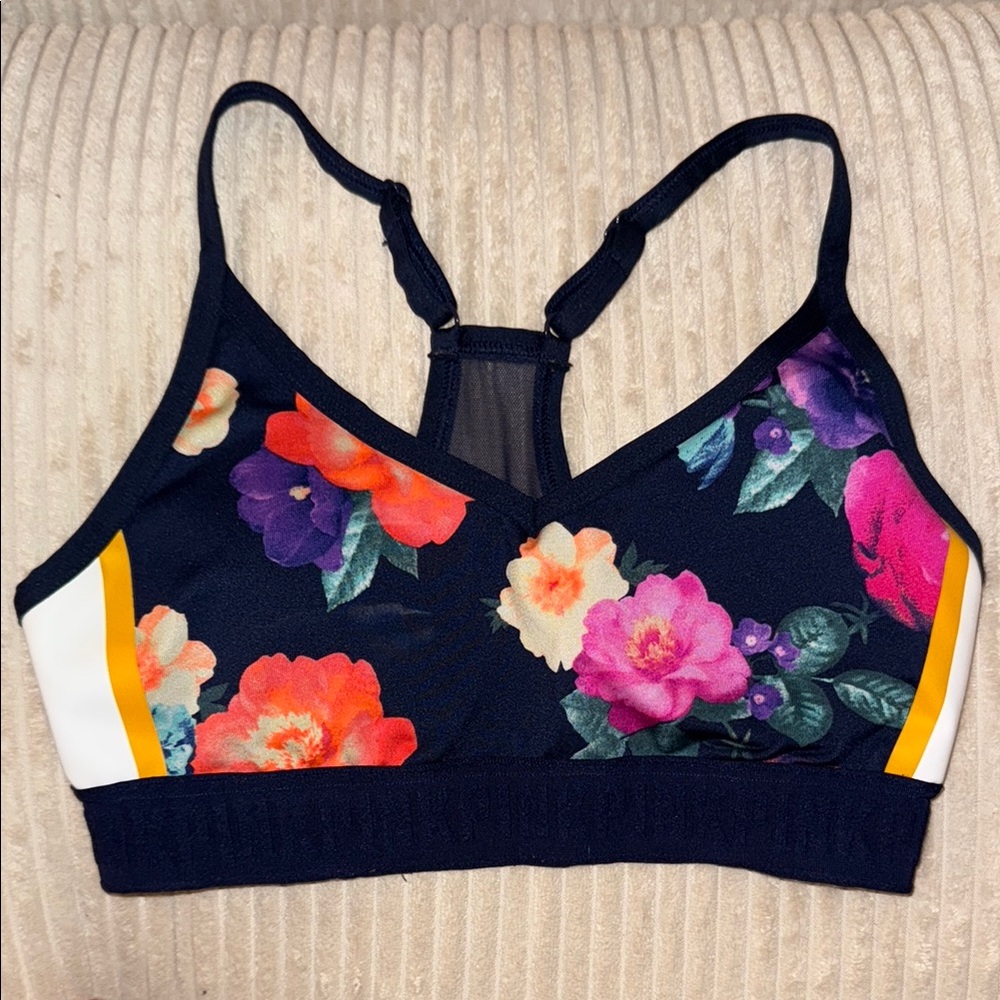 PINK Victoria's Secret Floral Sports Bra - Navy with Multicolor Design